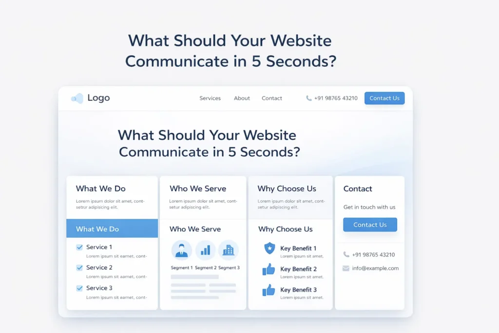 example of a structured business website showing what to communicate in first 5 seconds