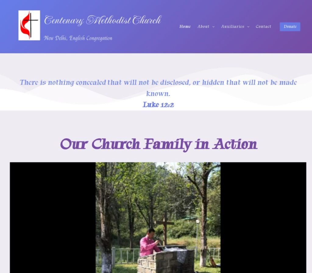 The Centenary Methodist Church New Delhi website, designed and built by Monarch Infotech