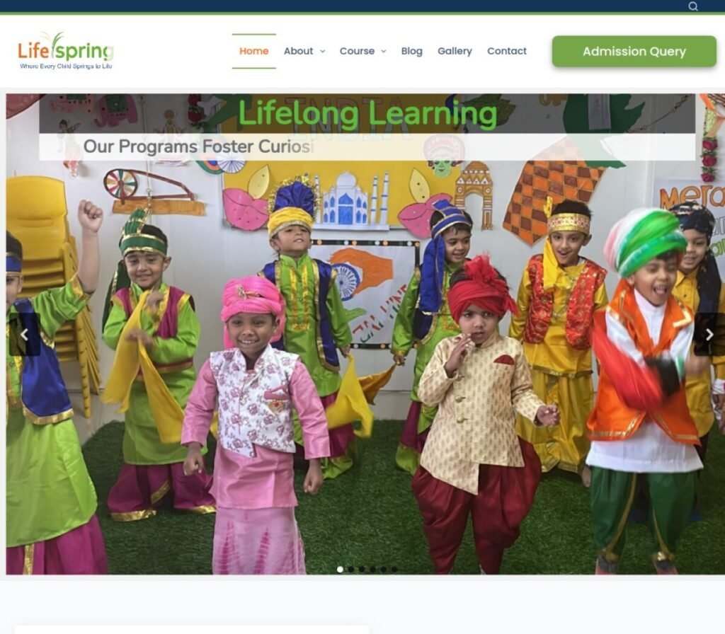 The Lifespring ELC website, designed and built by Monarch Infotech